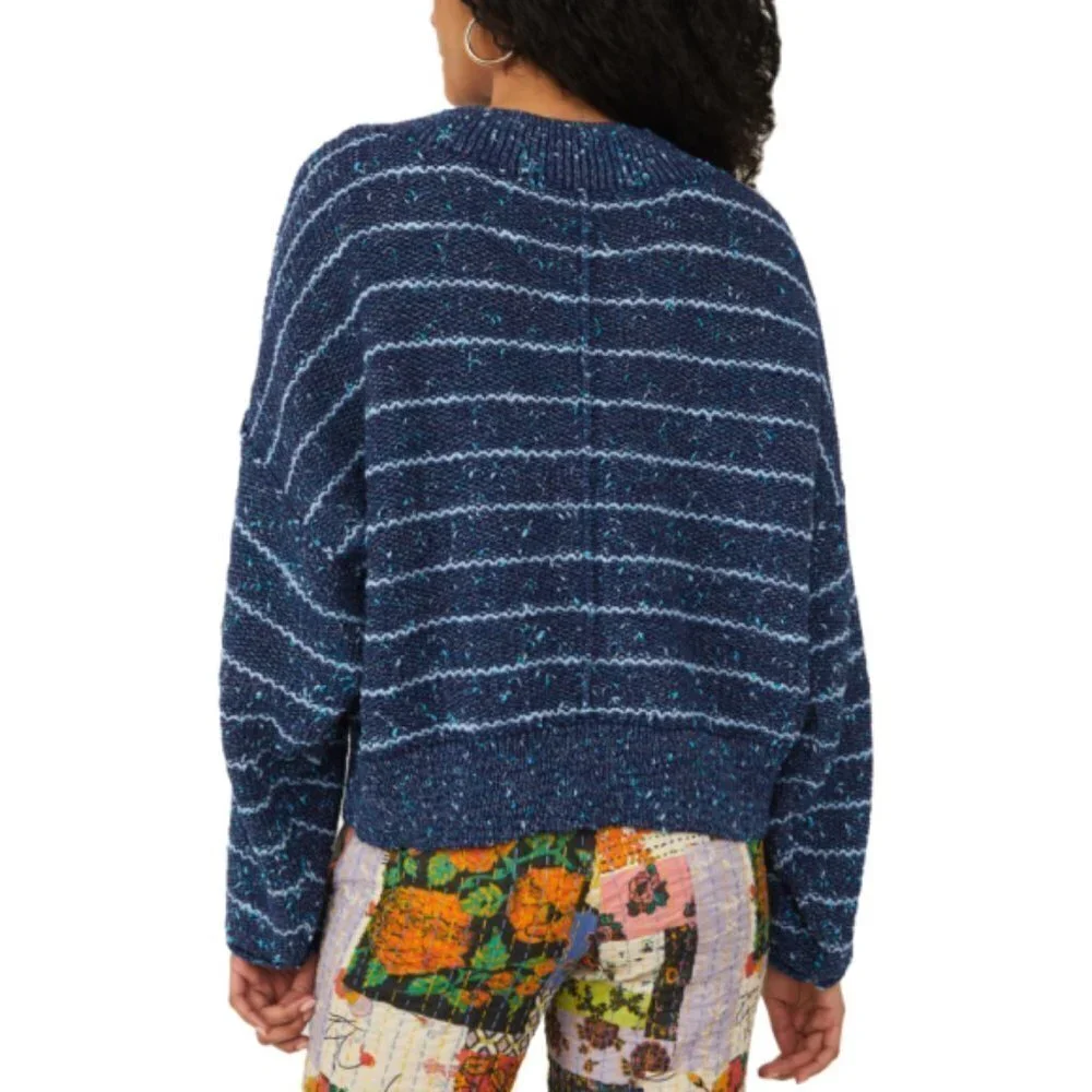 Free People 'Starlight' Striped Pullover Sweater, Blue Star Combo - Picture 2 of 2